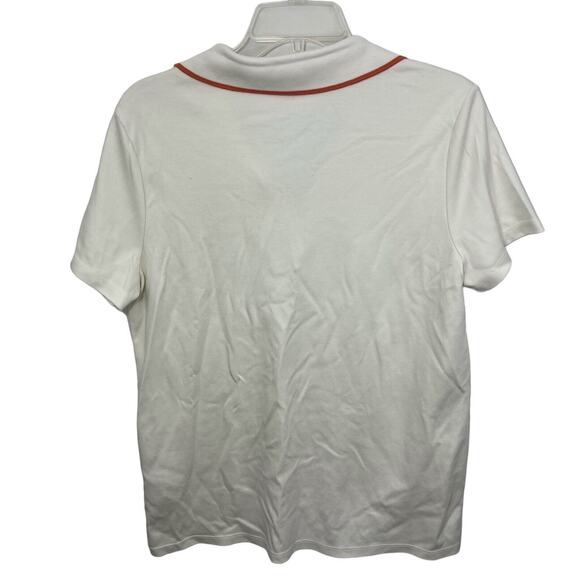 Lands' End Polo Shirt Womens Large Bird White Orange Cotton Preppy Whimsical - Picture 4 of 7